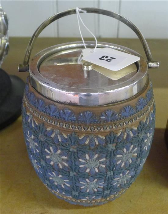 Doulton Lambeth silicon ware biscuit barrel(-)